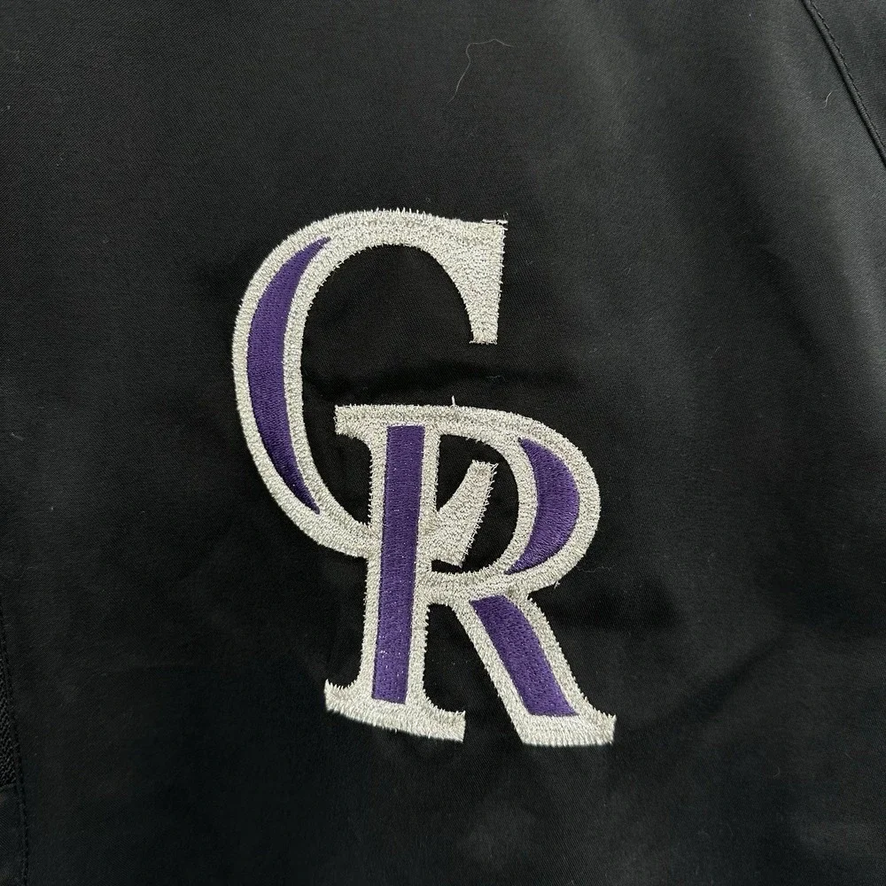 Majestic Colorado Rockies Black Short Sleeve‎ 1/4 Zip Pullover Men's Large L Y2K